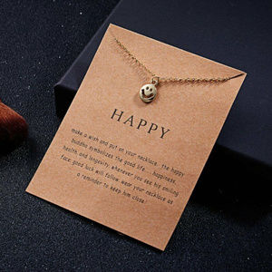 SWEET Goldtone Smile Pendant Chain Necklace